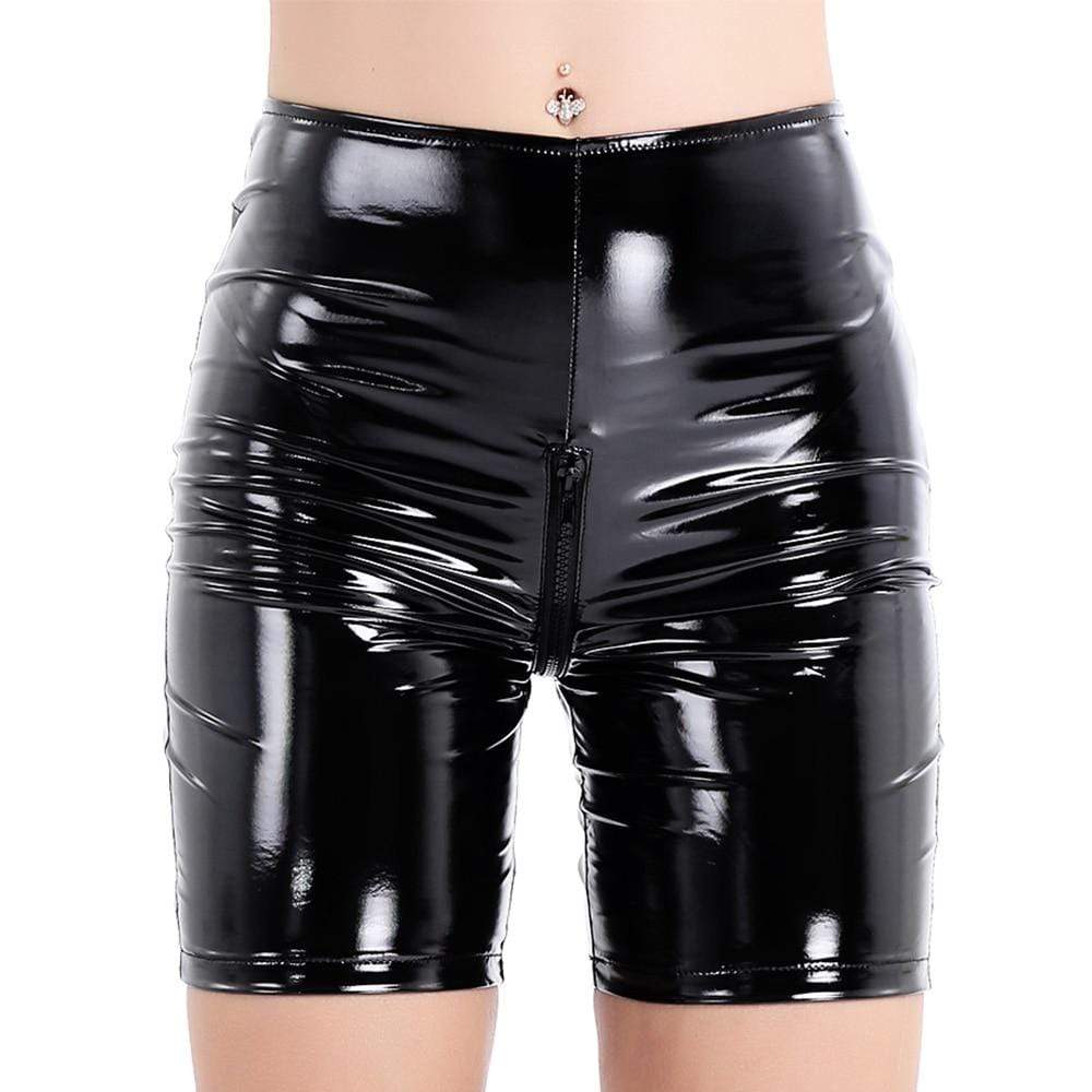 Wetlook Open Crotch Zipper Tight Shorts, Wetlook Leather Fit Shorts – Kinky  Cloth
