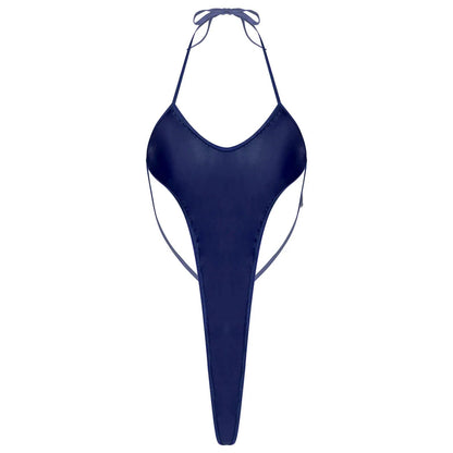 Kinky Cloth Navy Blue / One Size Halter Lace-Up Backless Swimsuit