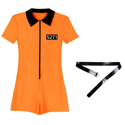 Kinky Cloth Jumpsuit with Belt Prisoner Uniform