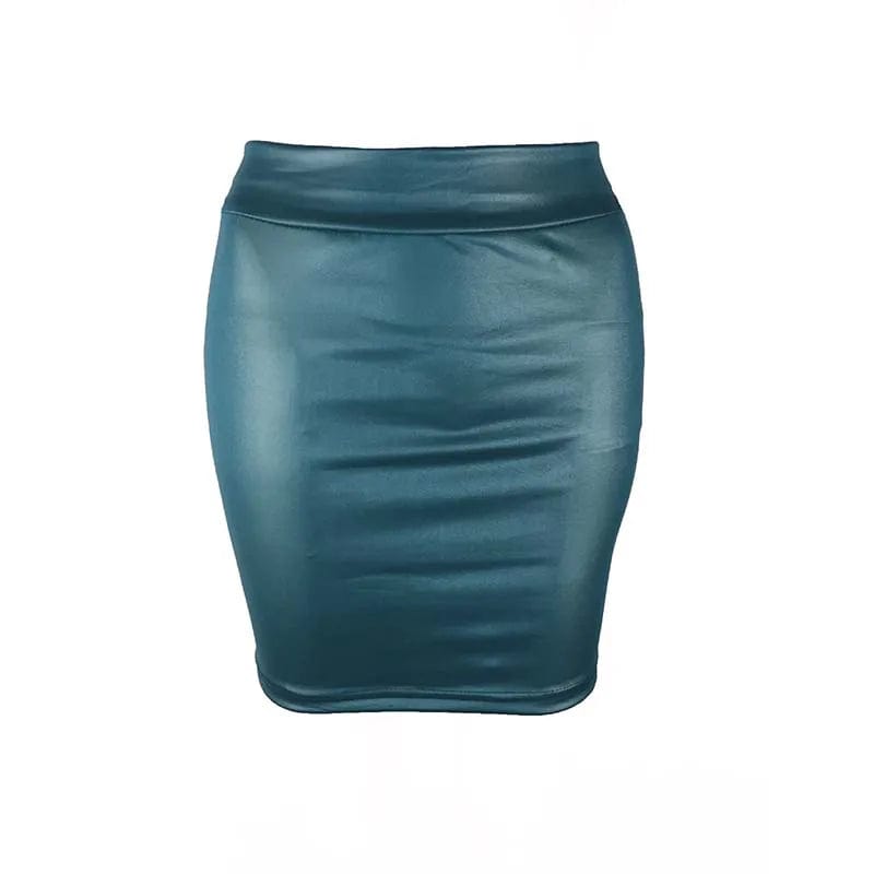 Kinky Cloth 349 Blue / XXL Leather Mini Skirt