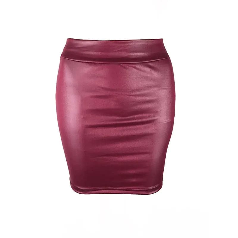 Kinky Cloth 349 Burgundy / XXL Leather Mini Skirt