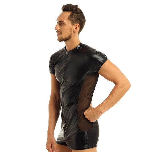 Kinky Cloth Mens Leather Bodysuit