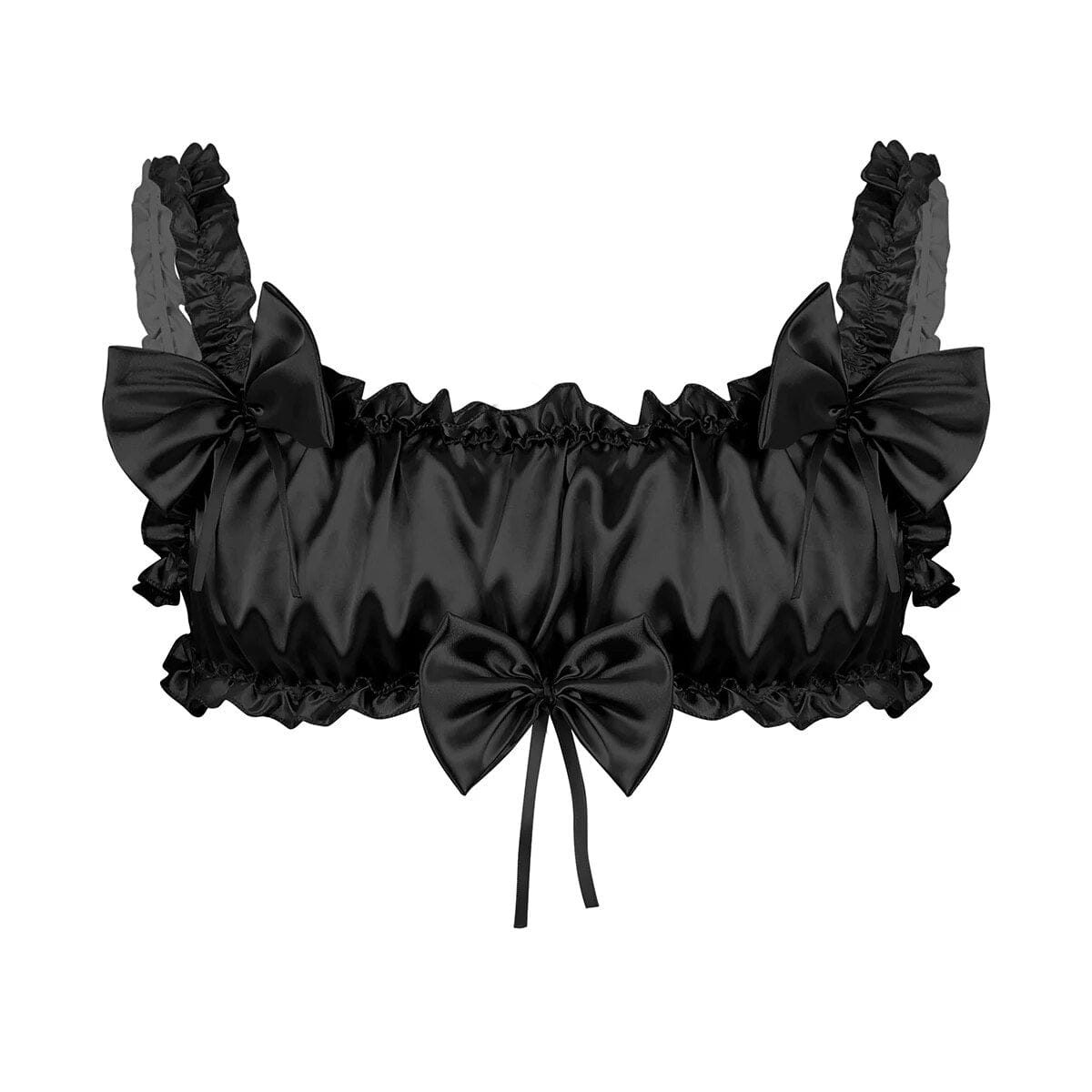 Kinky Cloth Black / M Sissy Satin Ruffled Bra