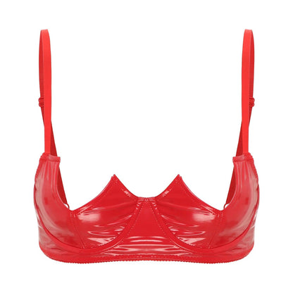 Kinky Cloth Red / AA V-Notch Underwired Cups Bra