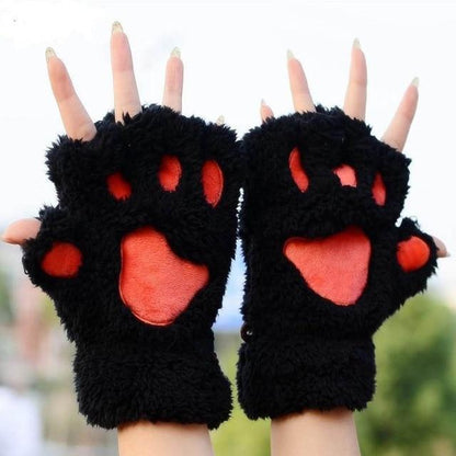 Kinky Cloth Black Cat Claw Paw Mittens