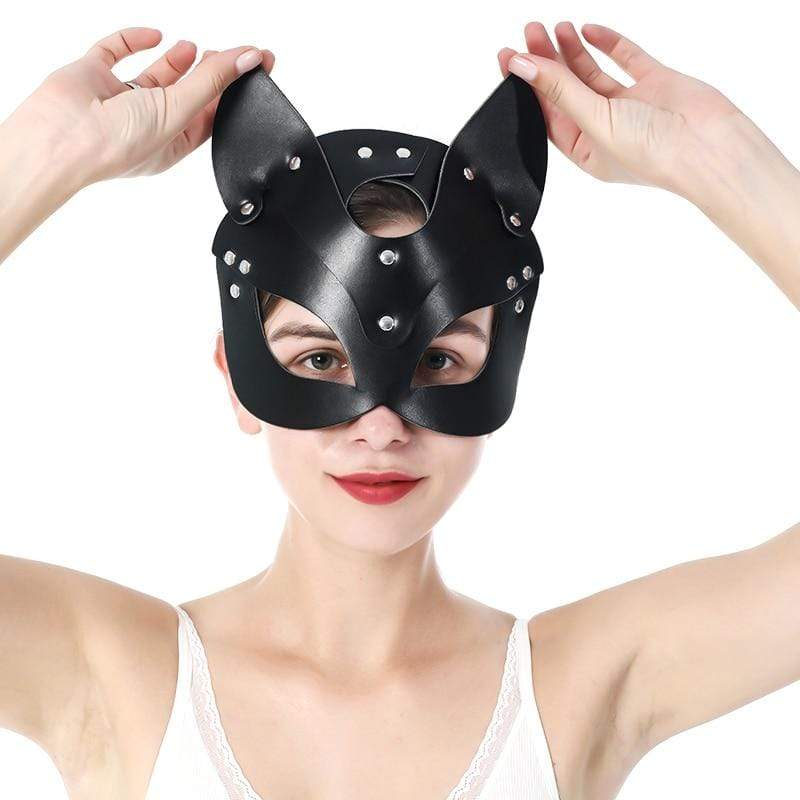 Genuine Leather Cat Mask Black Leather Cat Mask BDSM Leather 