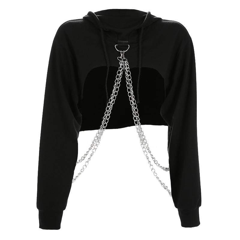 Chained Queen Crop Top Hoodie Kinky Cloth