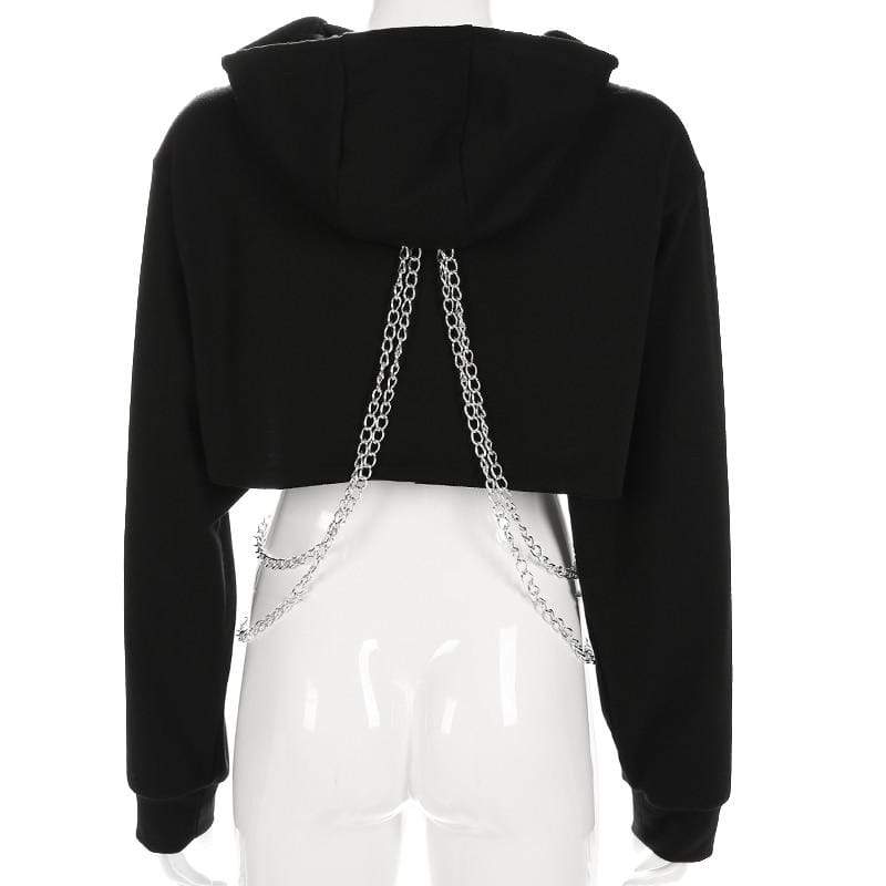 Chained Queen Crop Top Hoodie Kinky Cloth