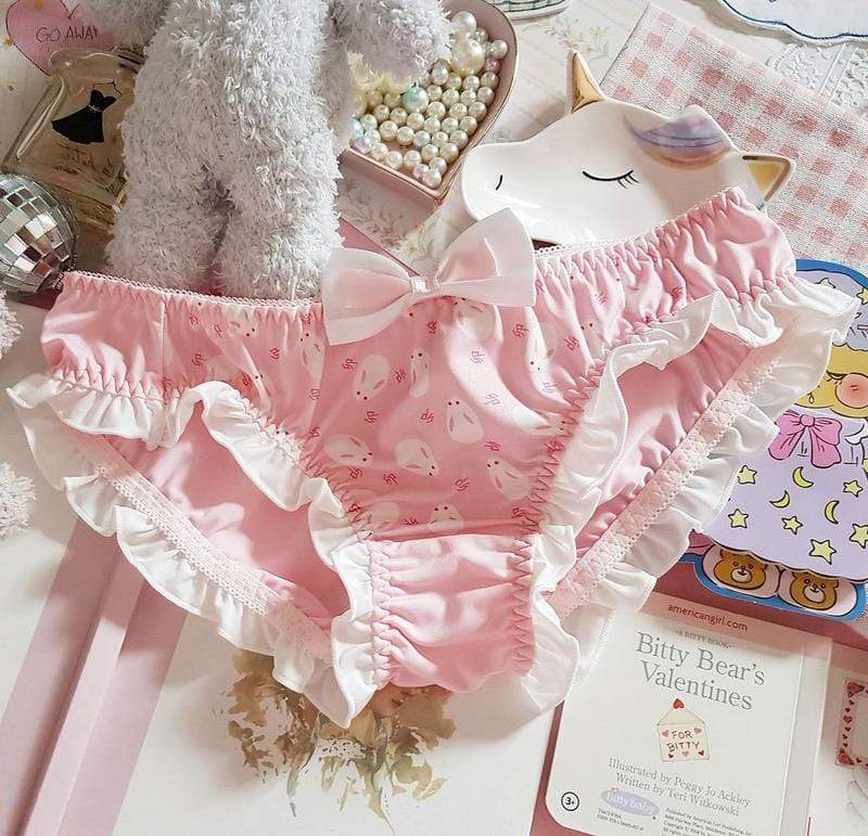 Fakuzi - Rabbit Print Lace Trim Panties