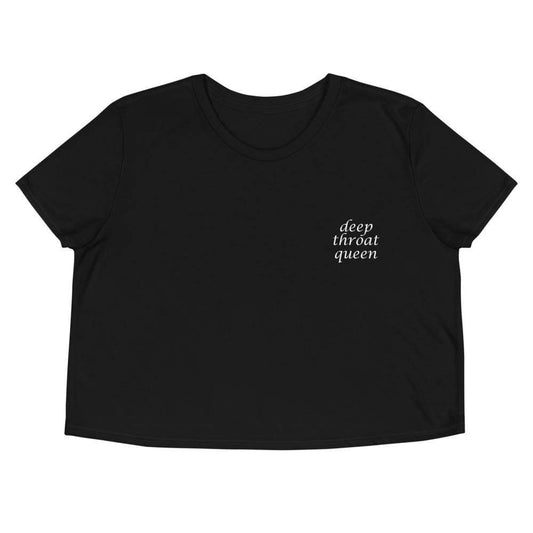 Kinky Cloth Black / S Deep Throat Queen Embroidered Crop Top