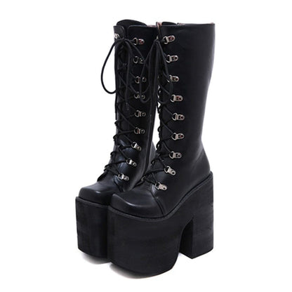 Kinky Cloth Extreme Thick High Heels Boots