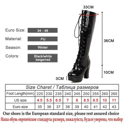 Kinky Cloth Glossy High Heel Boots