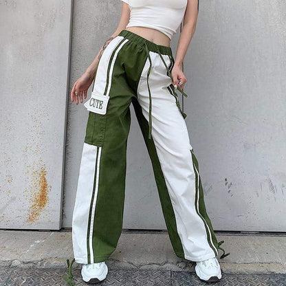Green Patchwork Loose Cargo Pants – Kinky Cloth