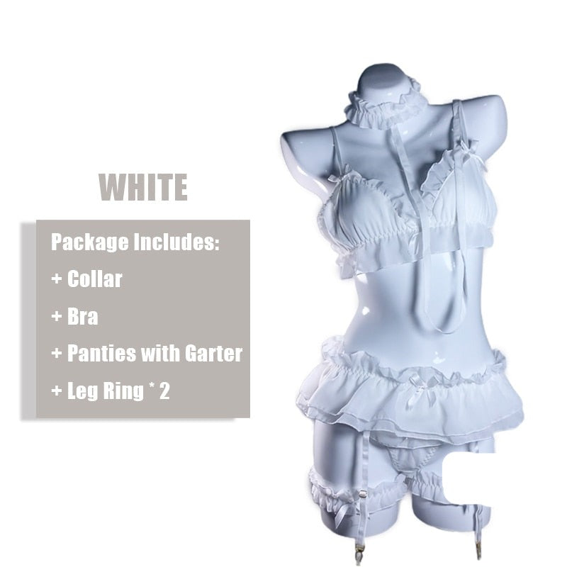 Kinky Cloth Set A / Large(60-75kg) Lolita Ruffles Lingerie Set