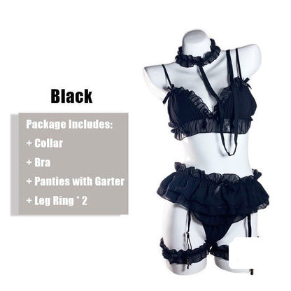 Kinky Cloth Set B / Large(60-75kg) Lolita Ruffles Lingerie Set