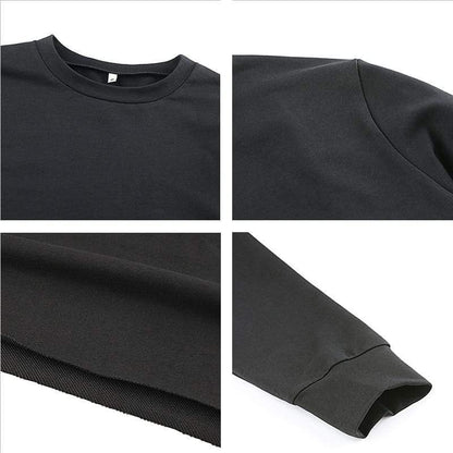 Loose Crop Top Sweatshirt, Solid Cotton Basic O-Neck Crop Sweatshirt –  Kinky Cloth
