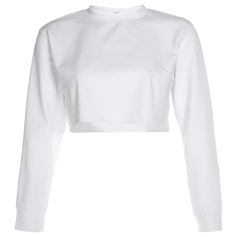 Loose Crop Top Sweatshirt, Solid Cotton Basic O-Neck Crop Sweatshirt –  Kinky Cloth