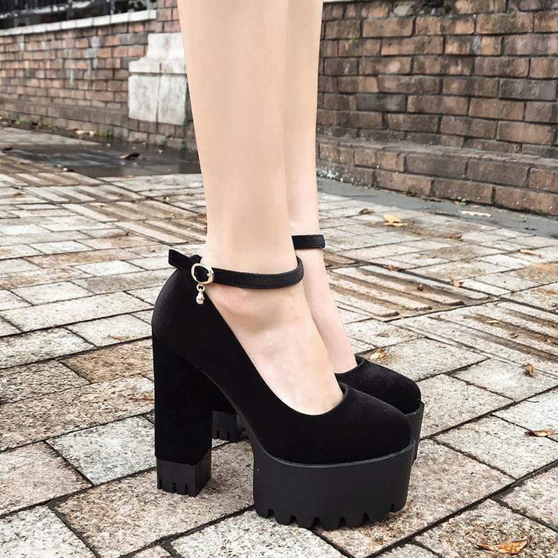 Women Platform Shoes For Prom Party Square Toe Chunky Heels Wedding Shoes  Rhinestone Ankle Strap Sandals Candy Color Thick Bottom Pumps From Wevens,  $52.27 | DHgate.Com