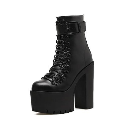 Motorcycle High Heel Platform Boots