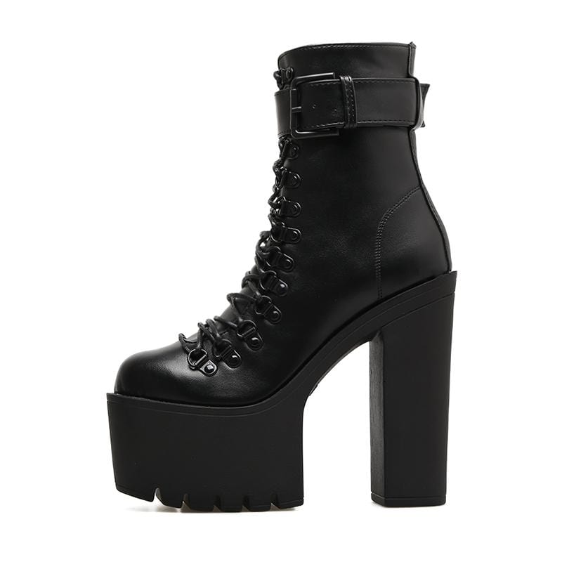 Motorcycle High Heel Platform Boots