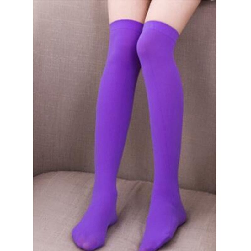 Kinky Cloth Purple / 55cm Neon Mesh Thigh High Socks
