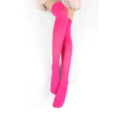 Kinky Cloth Rose Red / 55cm Neon Mesh Thigh High Socks