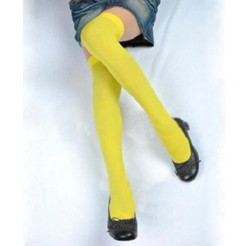 Kinky Cloth Yellow / 55cm Neon Mesh Thigh High Socks