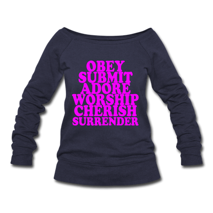 SPOD Women's Wideneck Sweatshirt melange navy / S Obey Submit Adore Worship Cherish Surrender Wideneck Sweatshirt