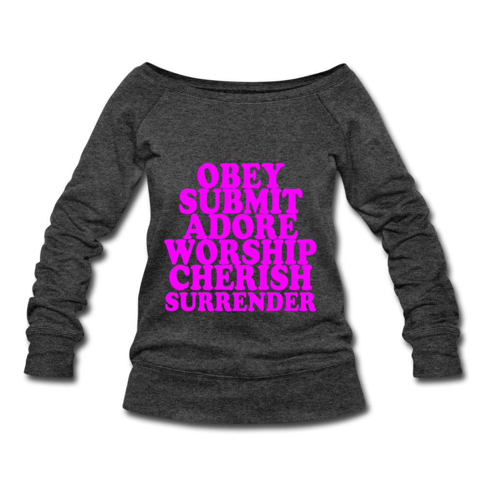 SPOD Women's Wideneck Sweatshirt Obey Submit Adore Worship Cherish Surrender Wideneck Sweatshirt