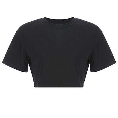Black Pocket Front Loose Short Sleeve Crop T-shirt