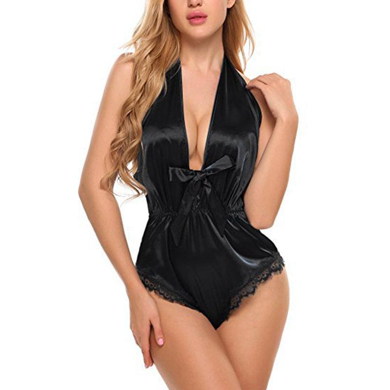 Kinky Cloth 201236202 Black / L Satin Lace Lingerie Sleepwear