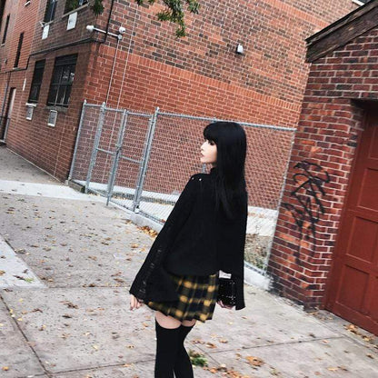 Kinky Cloth Skirt School Girl Plaid Skirt