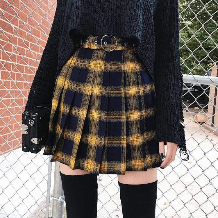 Kinky Cloth Skirt School Girl Plaid Skirt