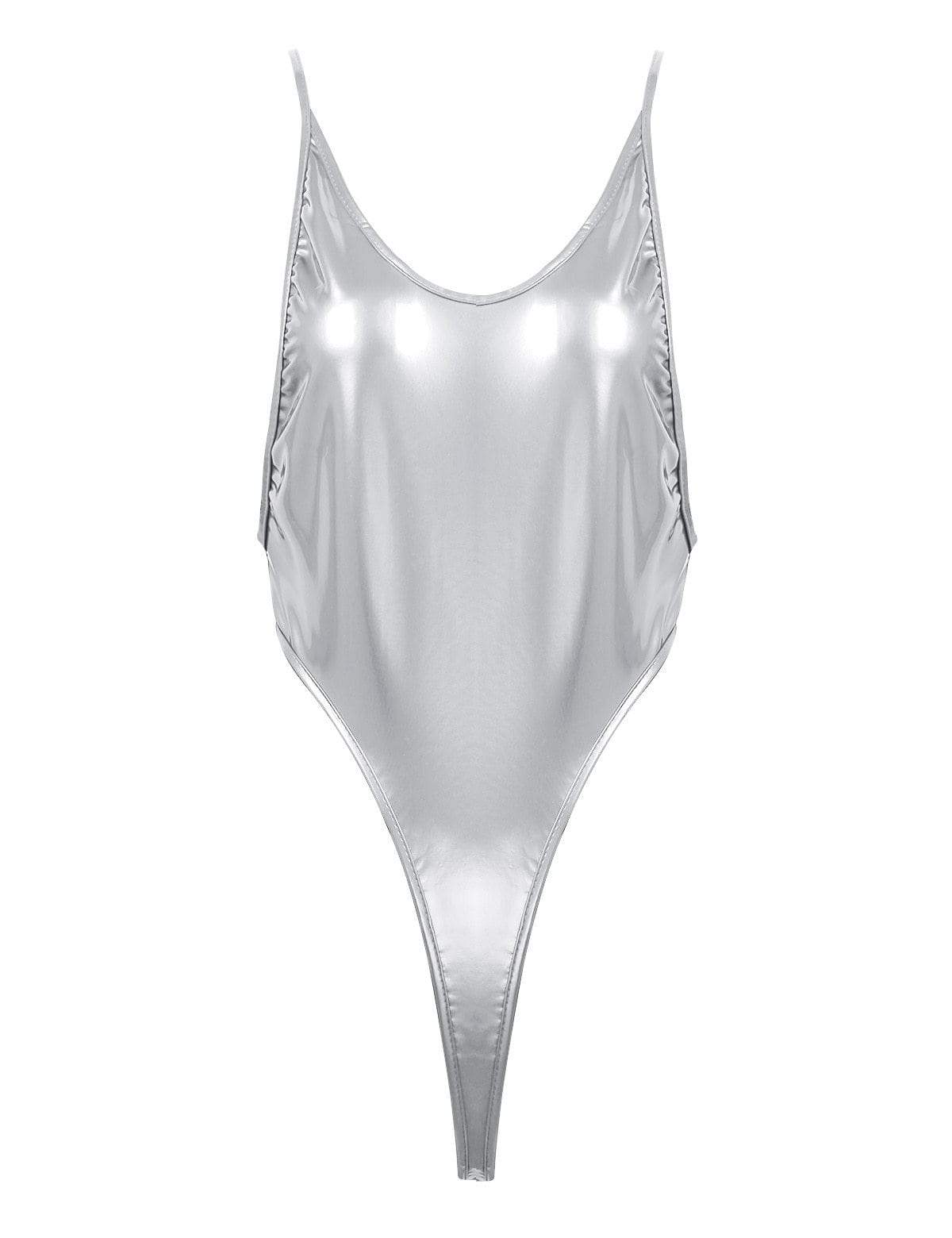 Shiny Metallic High-cut Thong Bodysuit – Kinky Cloth