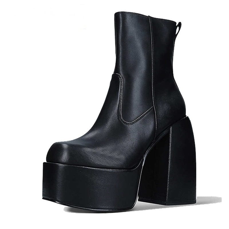 Kinky Cloth black short / 34 Thick High Heels Platform Boots
