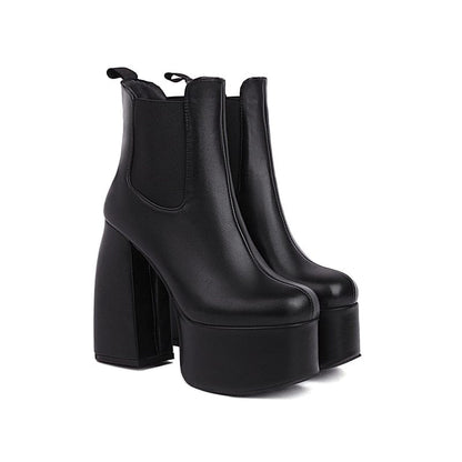 Kinky Cloth black soft / 34 Thick High Heels Platform Boots