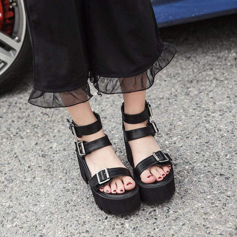 Three strap platform on sale sandals