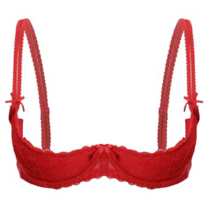 Kinky Cloth Red A / AA 1/2 Cup Underwire Lace Bra