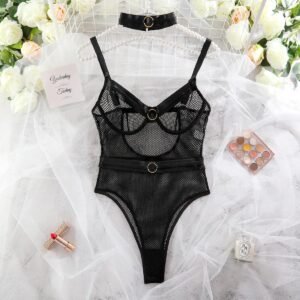 Kinky Cloth Black / S 2-Piece Choker Mesh Bodysuit