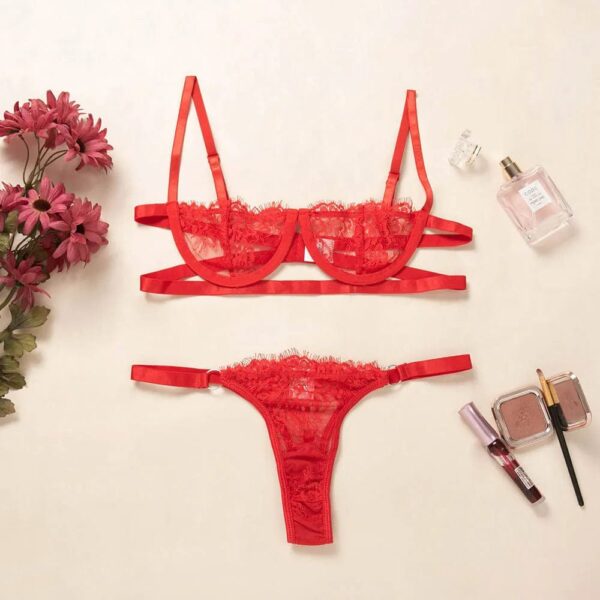 Kinky Cloth Red / M 2-Piece Lace Bra Set