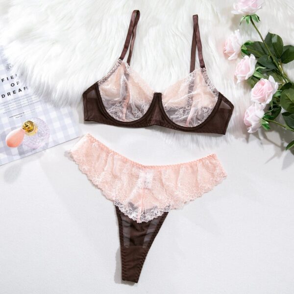 Kinky Cloth Coffee Pink / S 2-Piece Patchwork Lace Bra