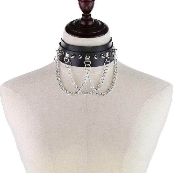 Kinky Cloth 200000162 3 Layered Chain Gothic Spike Choker