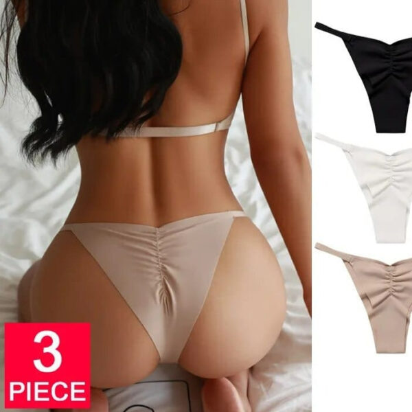 Kinky Cloth 3PCS/Set Ruched Ice Silk Panties