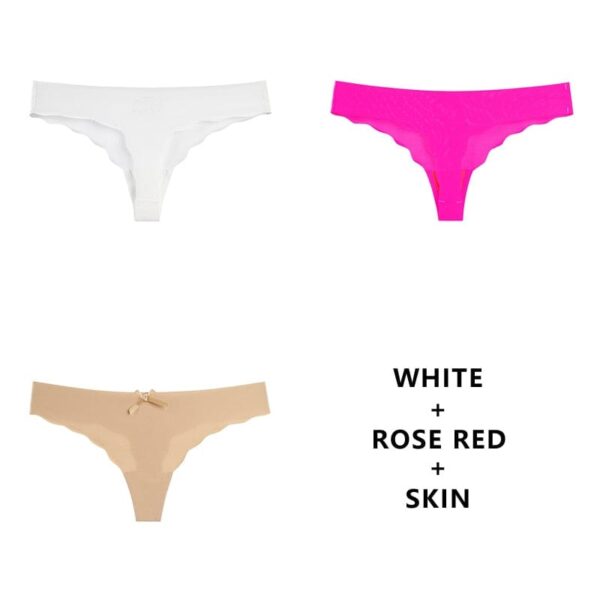 Kinky Cloth White+Rose Red+Skin / S / 3pcs 3PCS/Set Seamless T-Back Panties