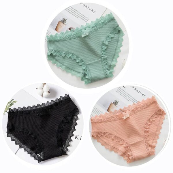 Kinky Cloth Image color 7 / M / 3PCS 3pcs Sexy Lace Panties Women's Cotton Underwear Seamless Cute Bow Briefs Soft Comfort Lingerie Female Sexy Underpants