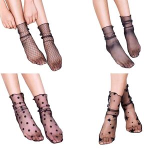 Kinky Cloth Socks 4 Pairs Sheer Fishnet Mesh Socks