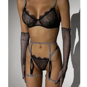 Kinky Cloth 4-Piece Sheer Lace Lingerie Set