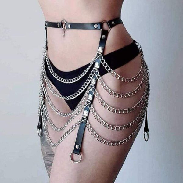 Kinky Cloth 200001886 5 Layer Link Chain Leather Waist Belt