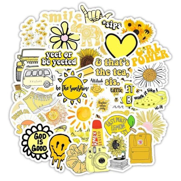 Kinky Cloth 200003295 Yellow 50 pcs Cartoon Moto Stickers For Laptop