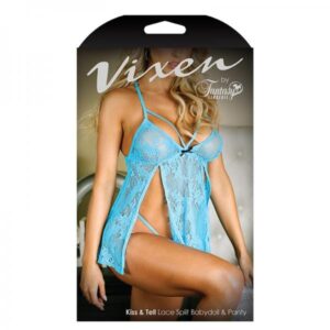 Fantasy Lingerie Sexy Wear 74964vixen Kiss & Tell Lace Split Babydoll & Panty One Size